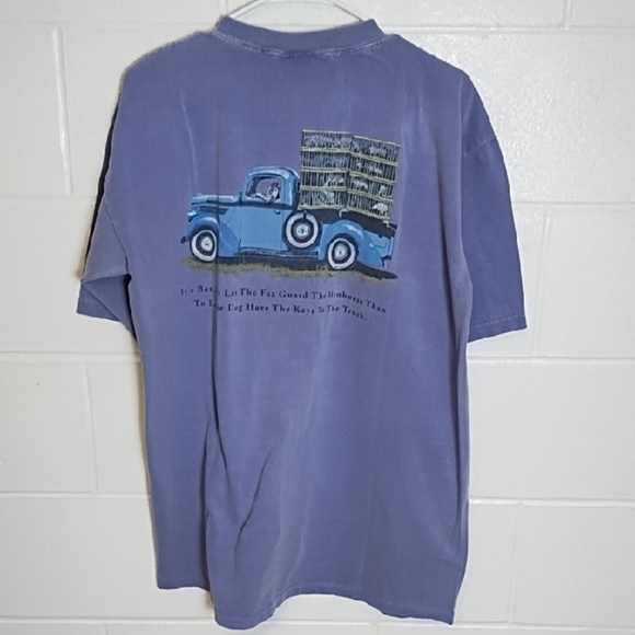 Dalmation Dog Thick Washed Cotton Graphic Humorous T-shirt Antique Truck Chicken - Picture 12 of 13